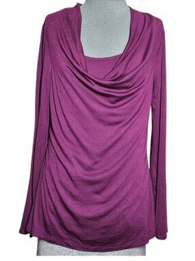 WHBM Purple Cowl Neck Blouse Size Medium